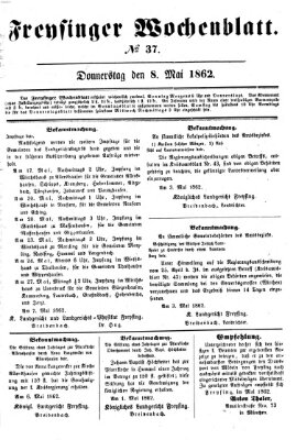 Freisinger Wochenblatt Donnerstag 8. Mai 1862