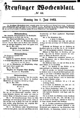 Freisinger Wochenblatt Sonntag 1. Juni 1862