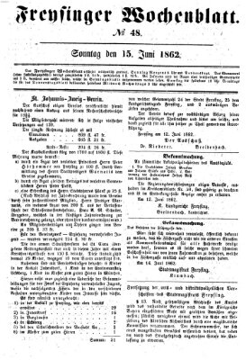 Freisinger Wochenblatt Sonntag 15. Juni 1862