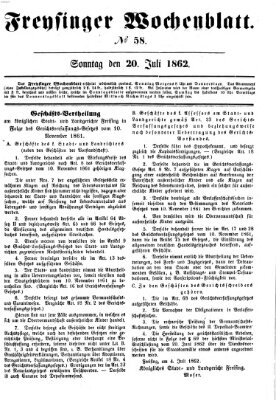 Freisinger Wochenblatt Sonntag 20. Juli 1862