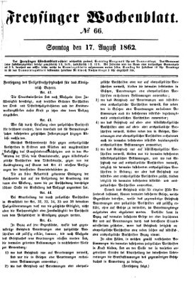 Freisinger Wochenblatt Sonntag 17. August 1862