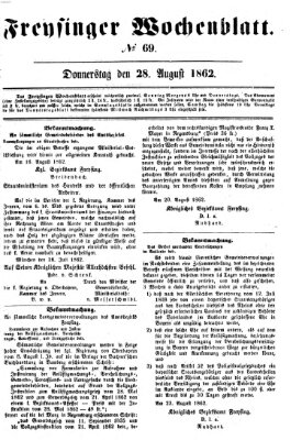 Freisinger Wochenblatt Donnerstag 28. August 1862