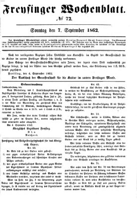 Freisinger Wochenblatt Sonntag 7. September 1862