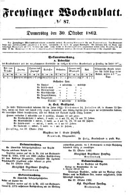 Freisinger Wochenblatt Donnerstag 30. Oktober 1862