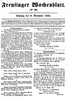 Freisinger Wochenblatt Sonntag 9. November 1862