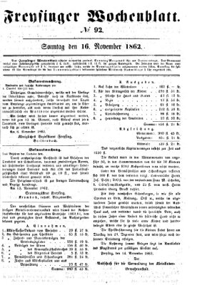 Freisinger Wochenblatt Sonntag 16. November 1862