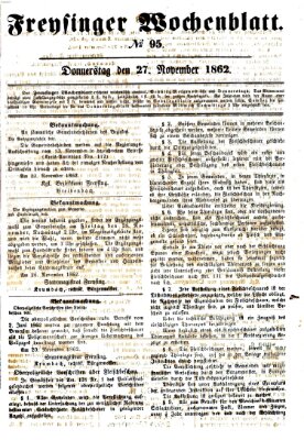 Freisinger Wochenblatt Donnerstag 27. November 1862