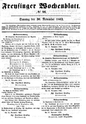 Freisinger Wochenblatt Sonntag 30. November 1862