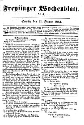 Freisinger Wochenblatt Sonntag 11. Januar 1863