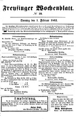 Freisinger Wochenblatt Sonntag 1. Februar 1863