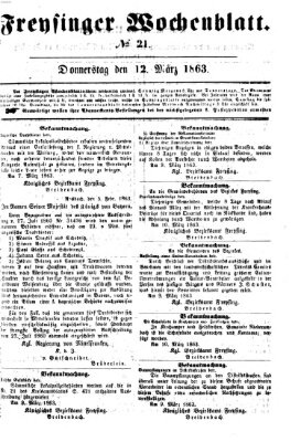 Freisinger Wochenblatt Donnerstag 12. März 1863