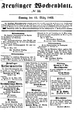 Freisinger Wochenblatt Sonntag 15. März 1863