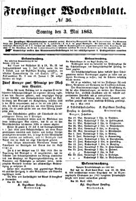 Freisinger Wochenblatt Sonntag 3. Mai 1863