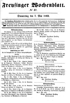 Freisinger Wochenblatt Donnerstag 7. Mai 1863