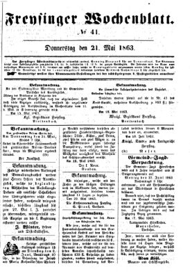 Freisinger Wochenblatt Donnerstag 21. Mai 1863