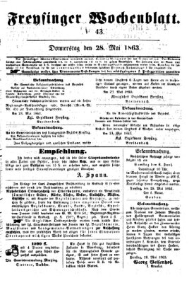 Freisinger Wochenblatt Donnerstag 28. Mai 1863