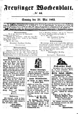 Freisinger Wochenblatt Sonntag 31. Mai 1863