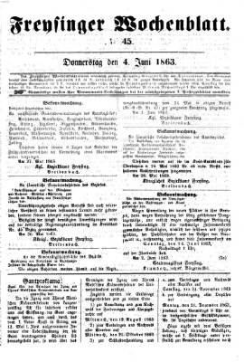 Freisinger Wochenblatt Donnerstag 4. Juni 1863