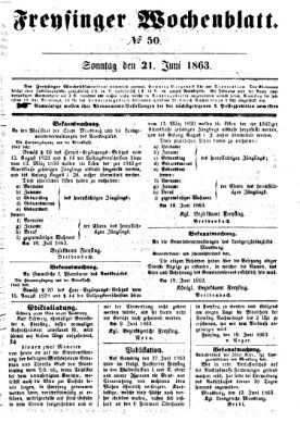 Freisinger Wochenblatt Sonntag 21. Juni 1863