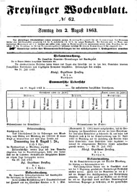 Freisinger Wochenblatt Sonntag 2. August 1863