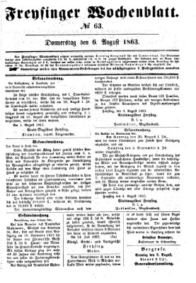 Freisinger Wochenblatt Donnerstag 6. August 1863