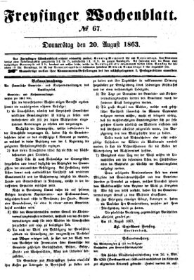 Freisinger Wochenblatt Donnerstag 20. August 1863