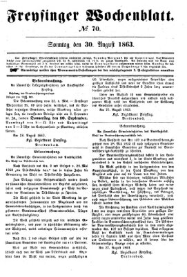 Freisinger Wochenblatt Sonntag 30. August 1863