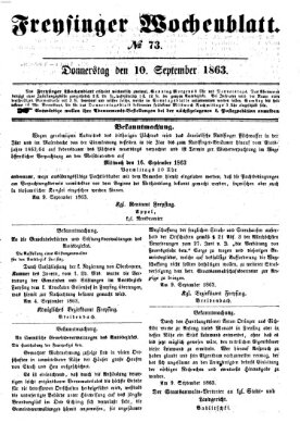 Freisinger Wochenblatt Donnerstag 10. September 1863