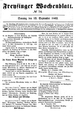 Freisinger Wochenblatt Sonntag 13. September 1863