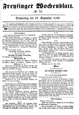 Freisinger Wochenblatt Donnerstag 17. September 1863