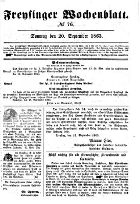 Freisinger Wochenblatt Sonntag 20. September 1863