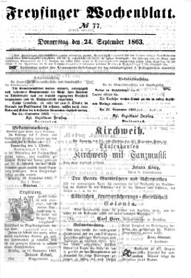 Freisinger Wochenblatt Donnerstag 24. September 1863