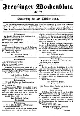 Freisinger Wochenblatt Donnerstag 29. Oktober 1863