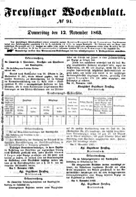 Freisinger Wochenblatt Donnerstag 12. November 1863