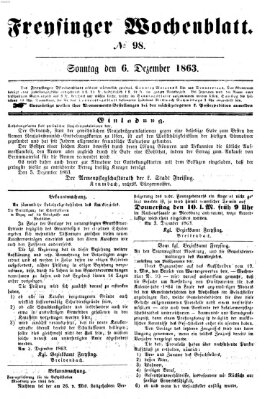 Freisinger Wochenblatt Sonntag 6. Dezember 1863