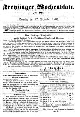 Freisinger Wochenblatt Sonntag 27. Dezember 1863