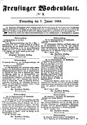 Freisinger Wochenblatt Donnerstag 7. Januar 1864