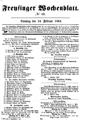 Freisinger Wochenblatt Sonntag 14. Februar 1864