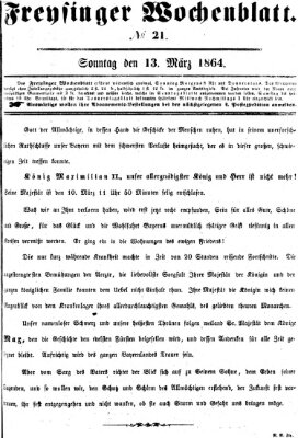 Freisinger Wochenblatt Sonntag 13. März 1864