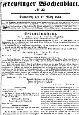 Freisinger Wochenblatt Donnerstag 17. März 1864