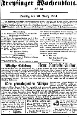 Freisinger Wochenblatt Sonntag 20. März 1864