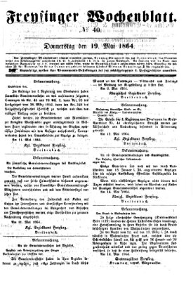 Freisinger Wochenblatt Donnerstag 19. Mai 1864