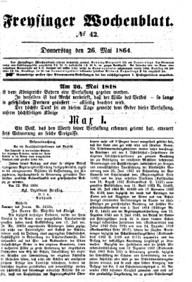 Freisinger Wochenblatt Donnerstag 26. Mai 1864