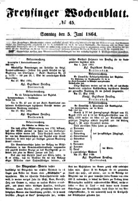 Freisinger Wochenblatt Sonntag 5. Juni 1864