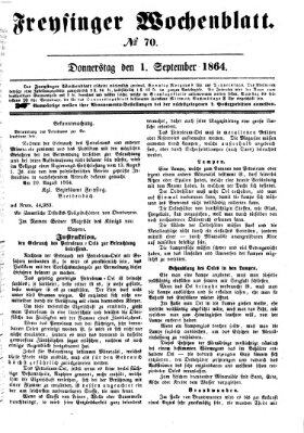 Freisinger Wochenblatt Donnerstag 1. September 1864