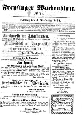 Freisinger Wochenblatt Sonntag 4. September 1864