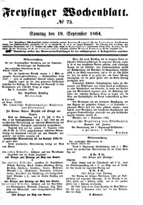 Freisinger Wochenblatt Sonntag 18. September 1864