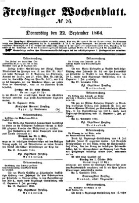 Freisinger Wochenblatt Donnerstag 22. September 1864