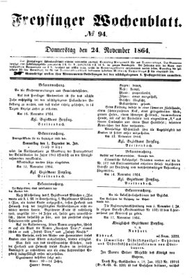 Freisinger Wochenblatt Donnerstag 24. November 1864