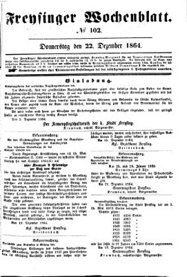 Freisinger Wochenblatt Donnerstag 22. Dezember 1864